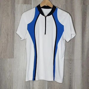 Tail‎ White Label Quarter Zip Short Sleeve White Blue Golf Shirt Womens Size L